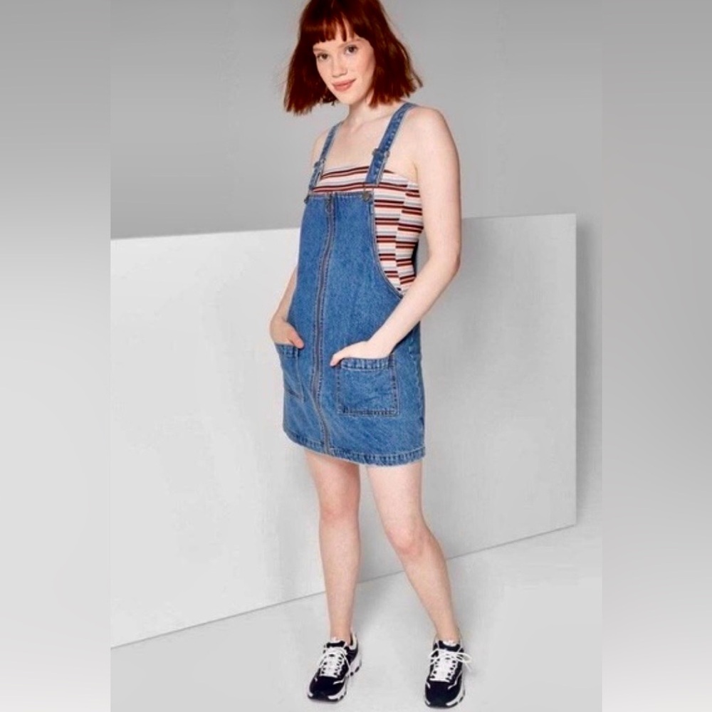 Wild Fable Zip Front, Dark Blue Denim Mini Dress size Large